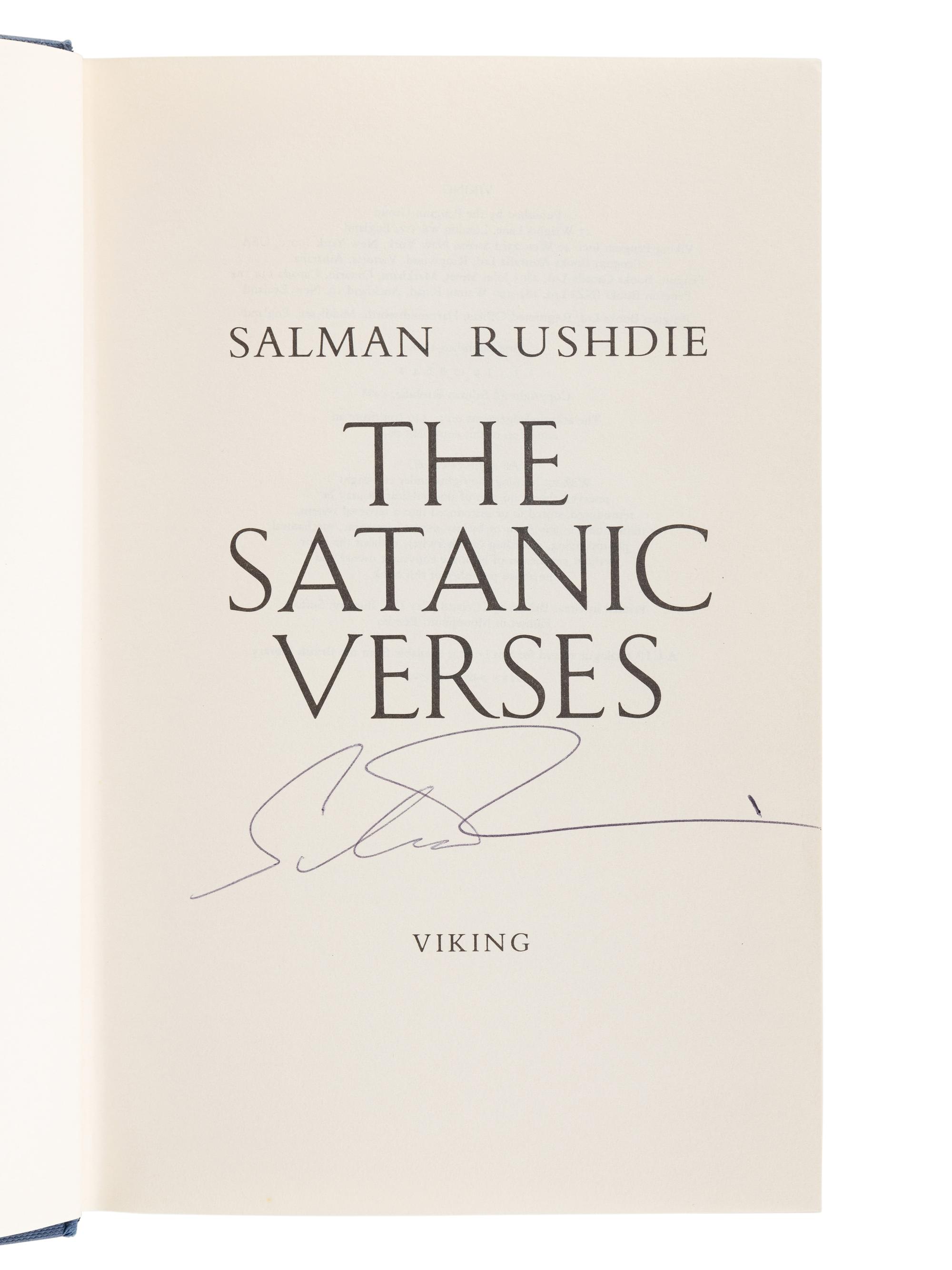 RUSHDIE, Salman (b. 1947). The Satanic Verses . London: Viking, 1988.