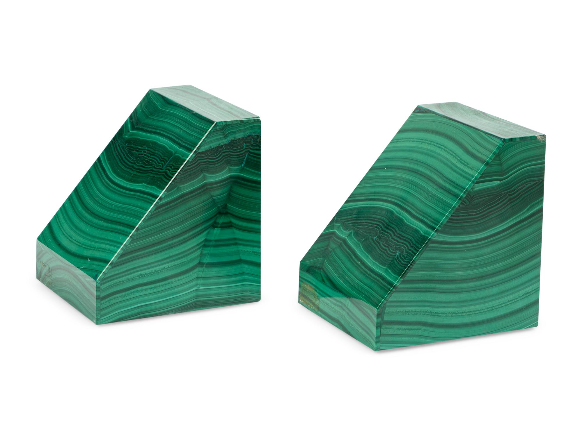 A Pair of Malachite Bookends