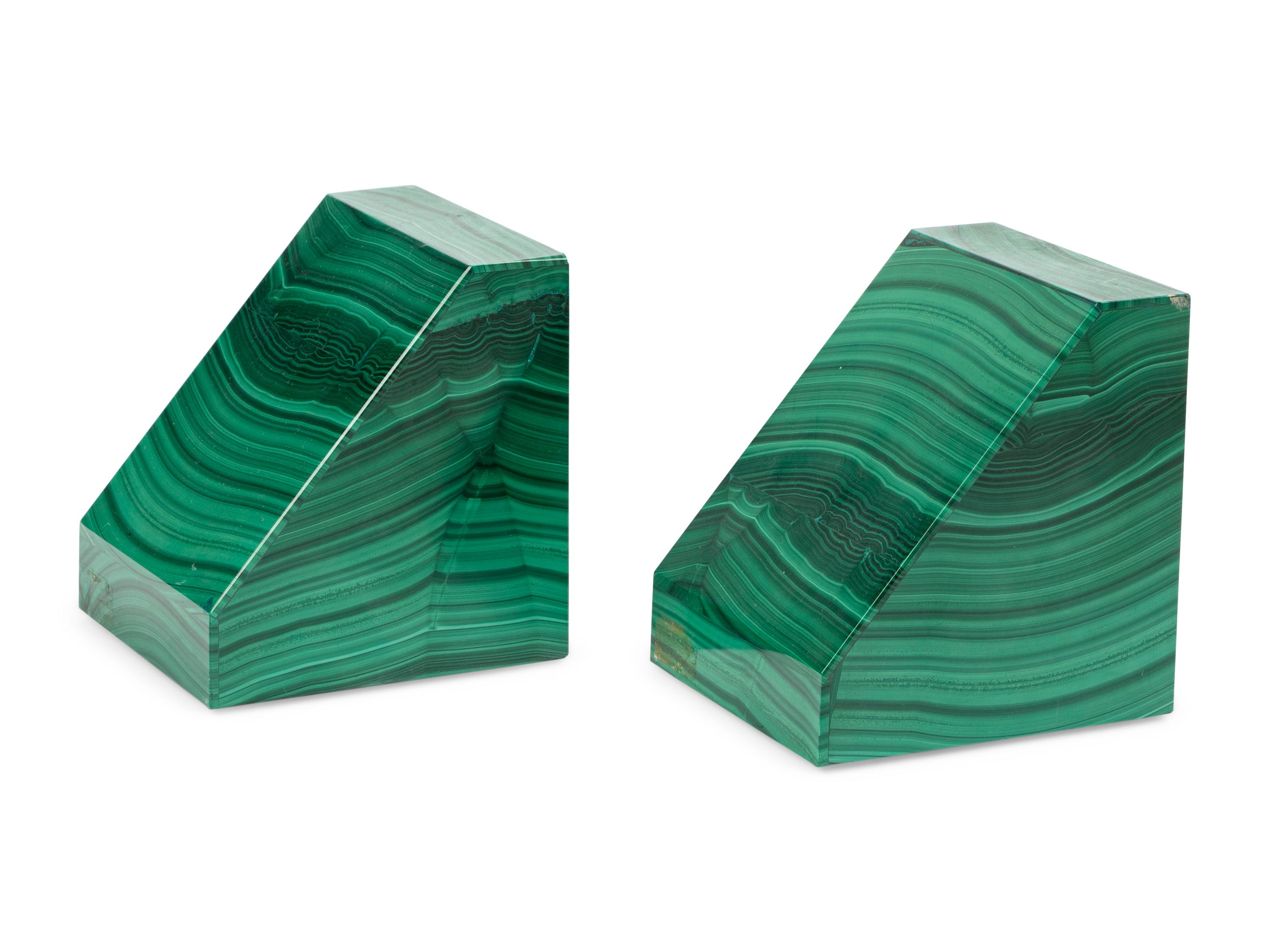 A Pair of Malachite Bookends
