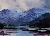 Two Works: Purple Mist at Jackson Lake and Purple Mountains of Tetons
