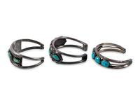 Navajo Silver and Turquoise Cuff Bracelets