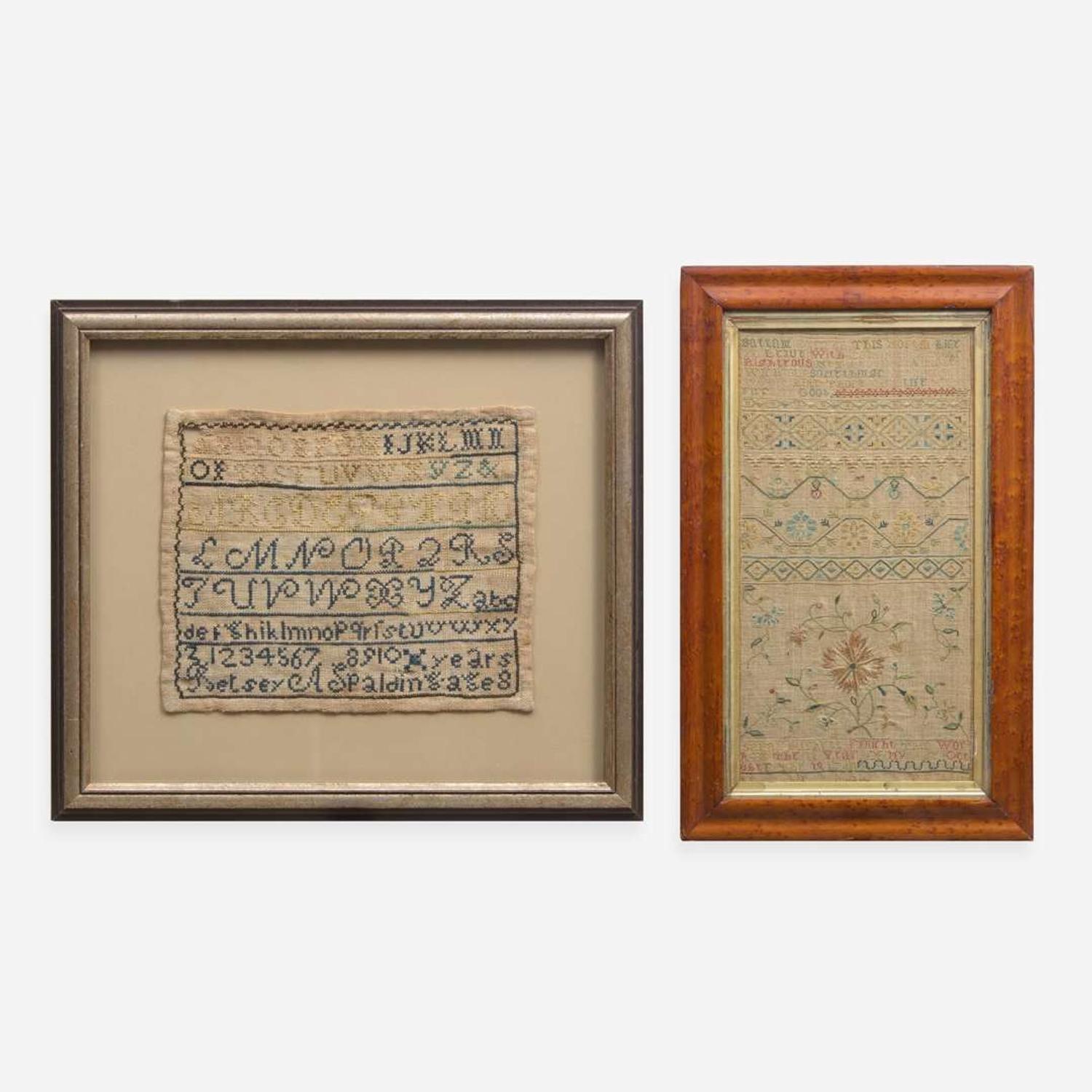 Two English or American needlework samplers 18th / early 19th century