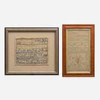 Two English or American needlework samplers 18th / early 19th century