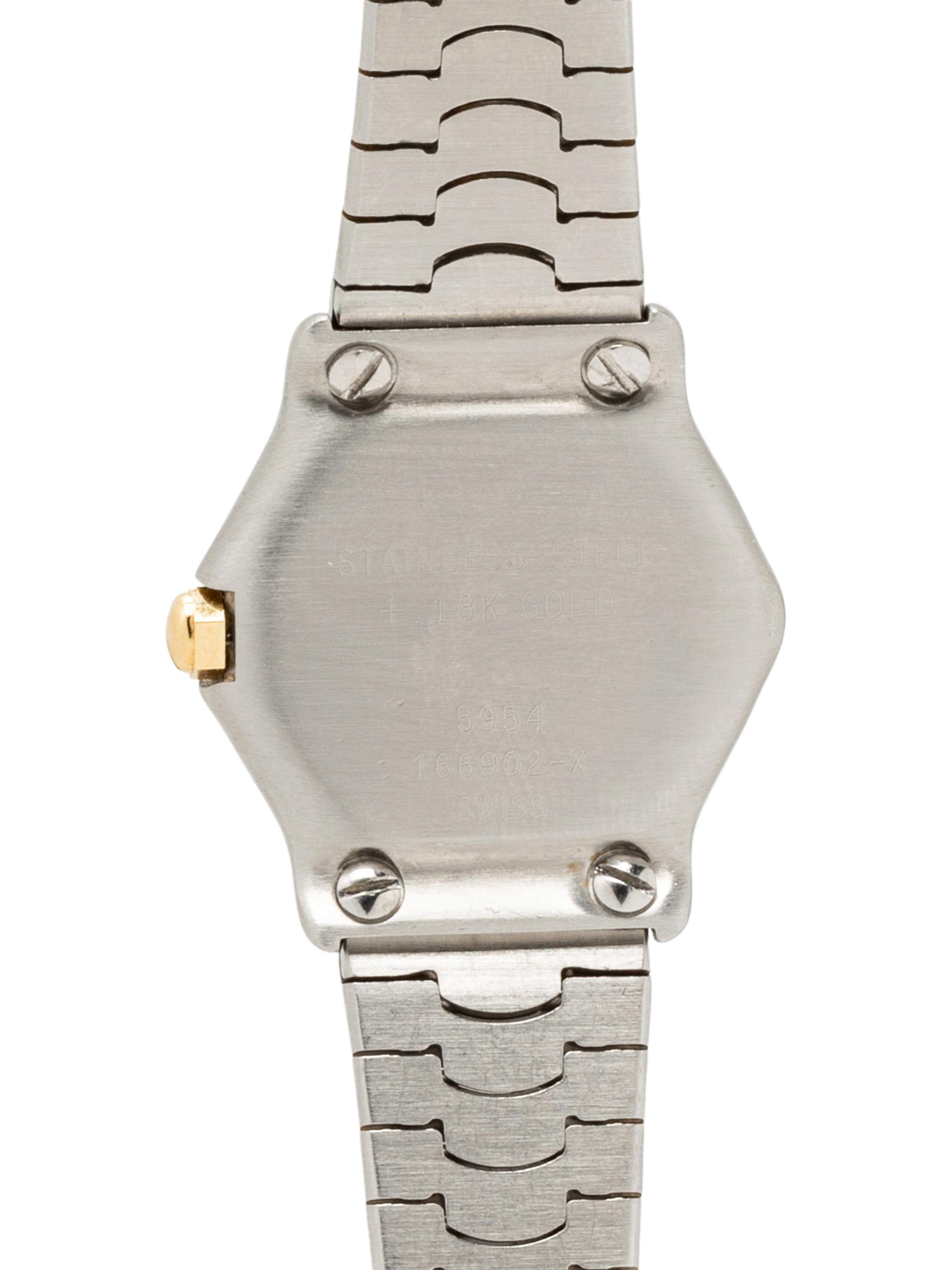 EBEL, STAINLESS STEEL, YELLOW GOLD AND DIAMOND 'WAVE' WATCH