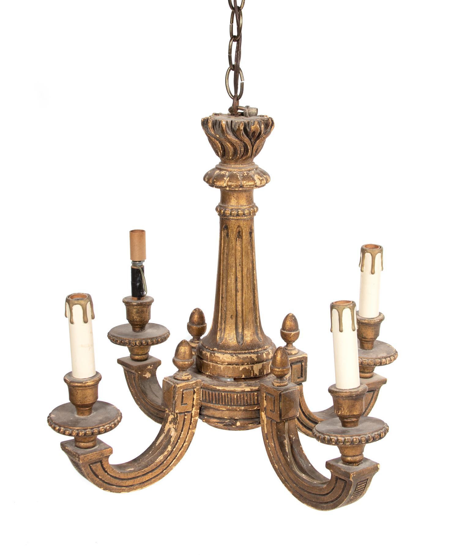 An Italian Giltwood Four-Light Chandelier