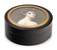 A Continental Gilt Metal Mounted and Portrait Miniature Inset Tortoiseshell Snuff Box