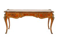 A Louis XV Style Gilt Bronze Mounted Tulipwood Bureau Plat