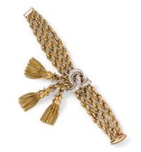 An 18 Karat Yellow Gold, Platinum and Diamond Tassel Bracelet, French, 75.10 dwts.