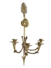 A Pair of Neoclassical Style Gilt-Bronze Four-Light Sconces