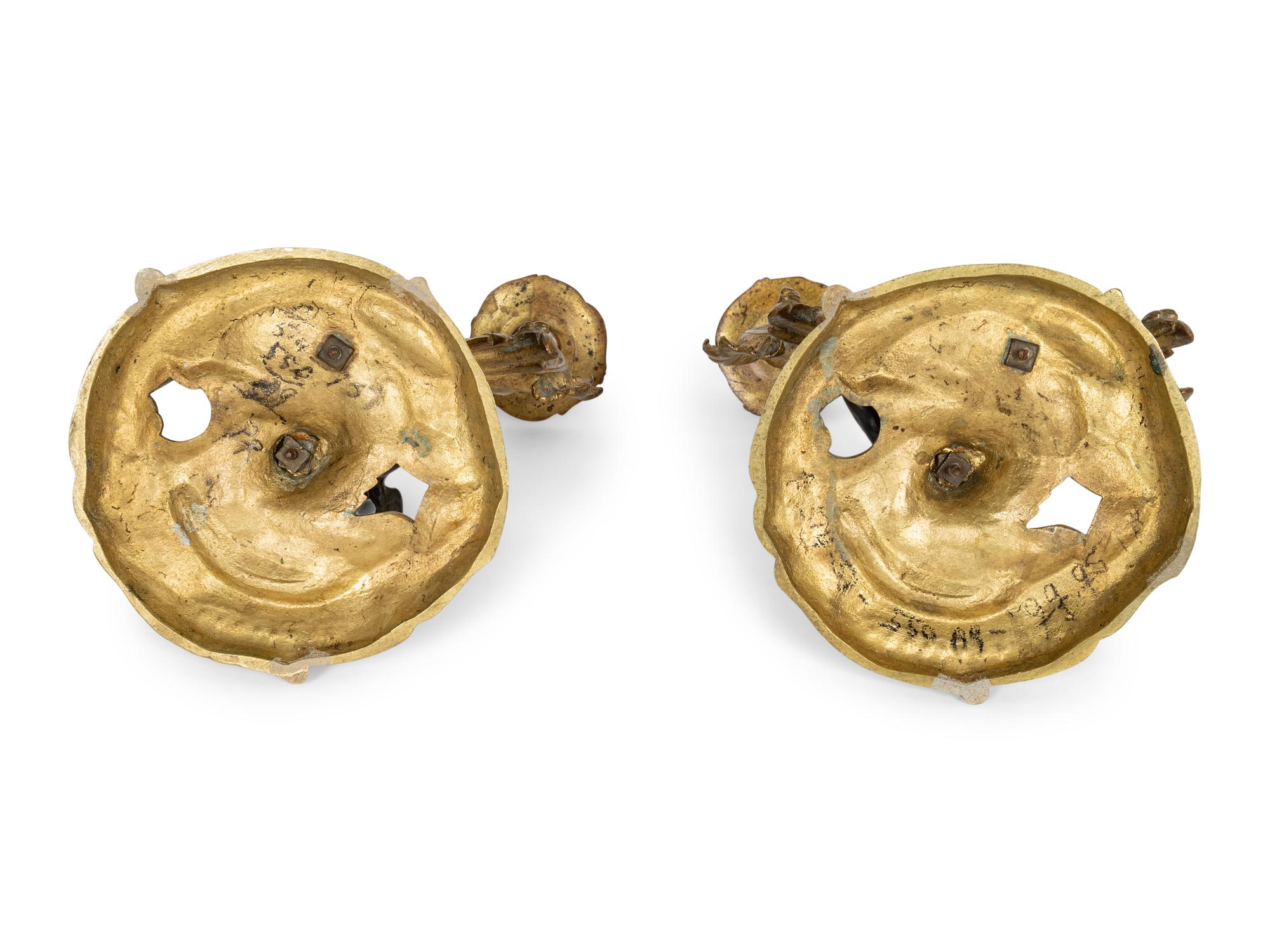 A Pair of Louis XV Style Gilt and Painted Bronze Two-Light Candelabra