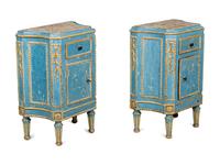 A Pair of North Italian Painted and Parcel-Gilt Side Cabinets