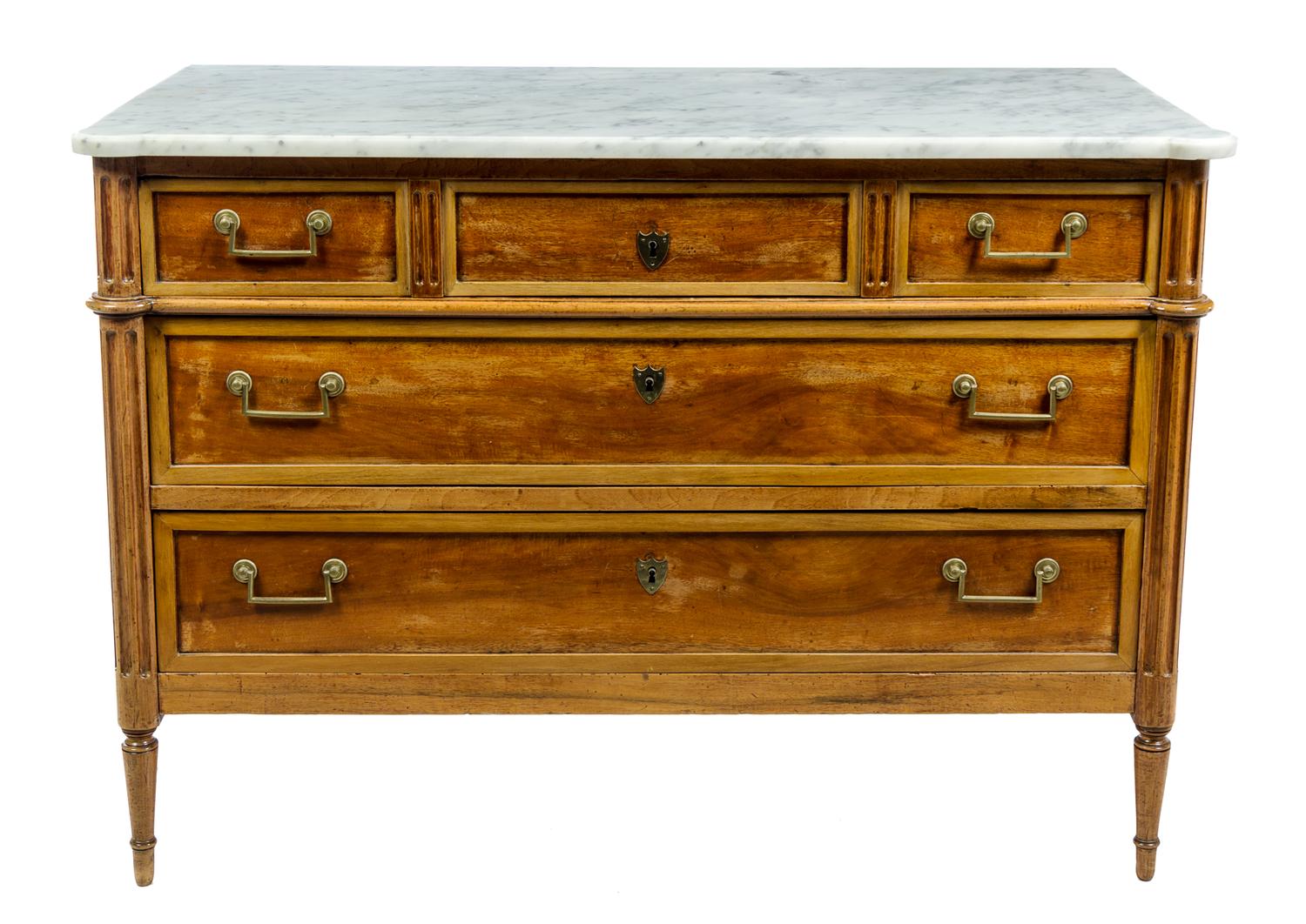 A Directoire Style Mahogany Commode Height 34 1/2 x width 48 x depth 24 1/4 inches. — 19TH CENTURY