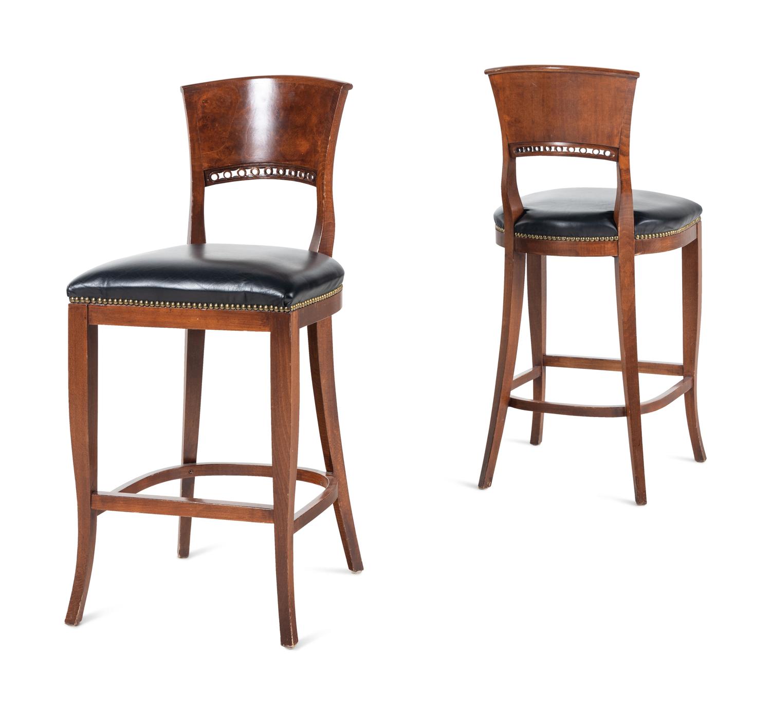 A Set of Four Burlwood Bar Stools