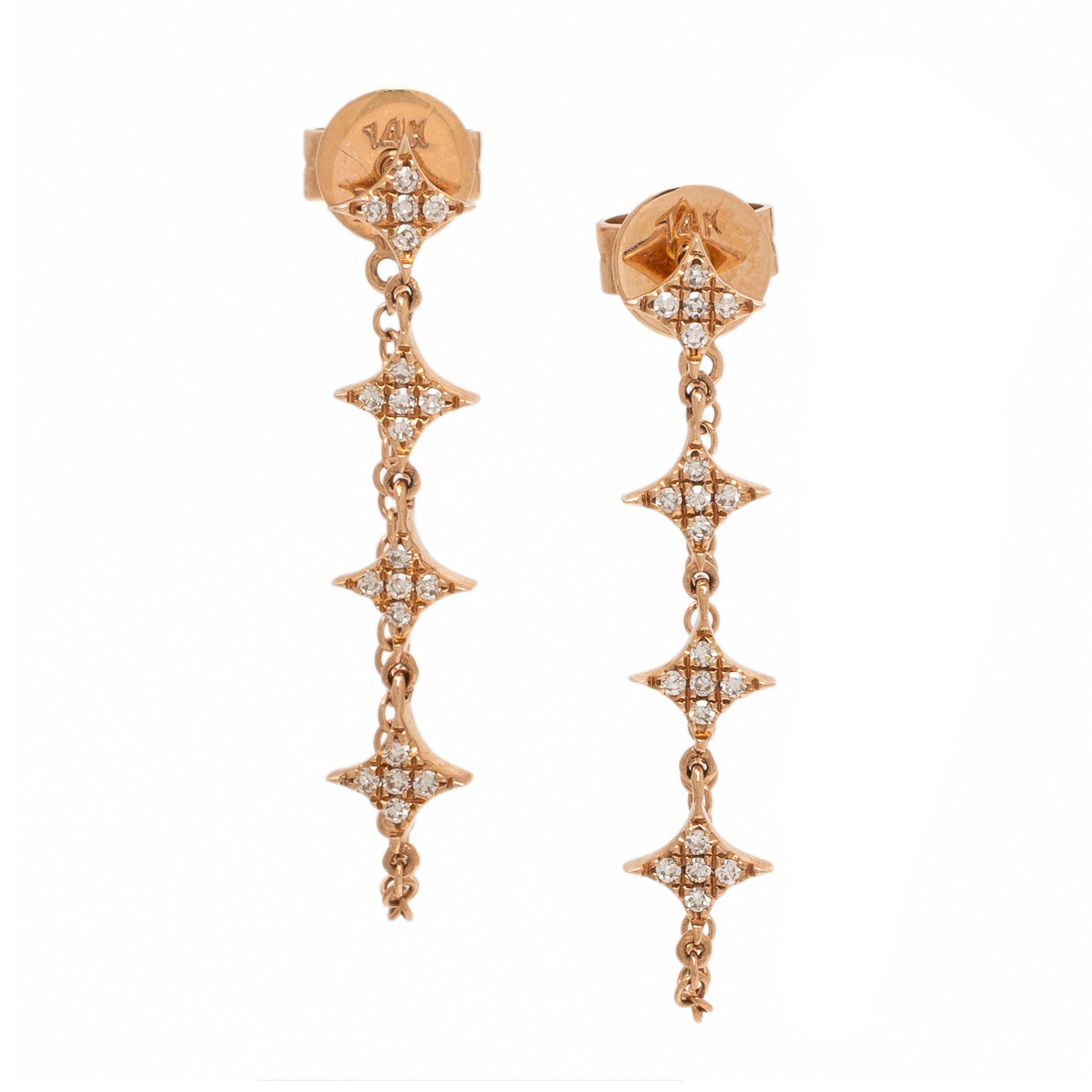 EF Collection, 'Fleur Chain Stud', Rose Gold and Diamond Earrings