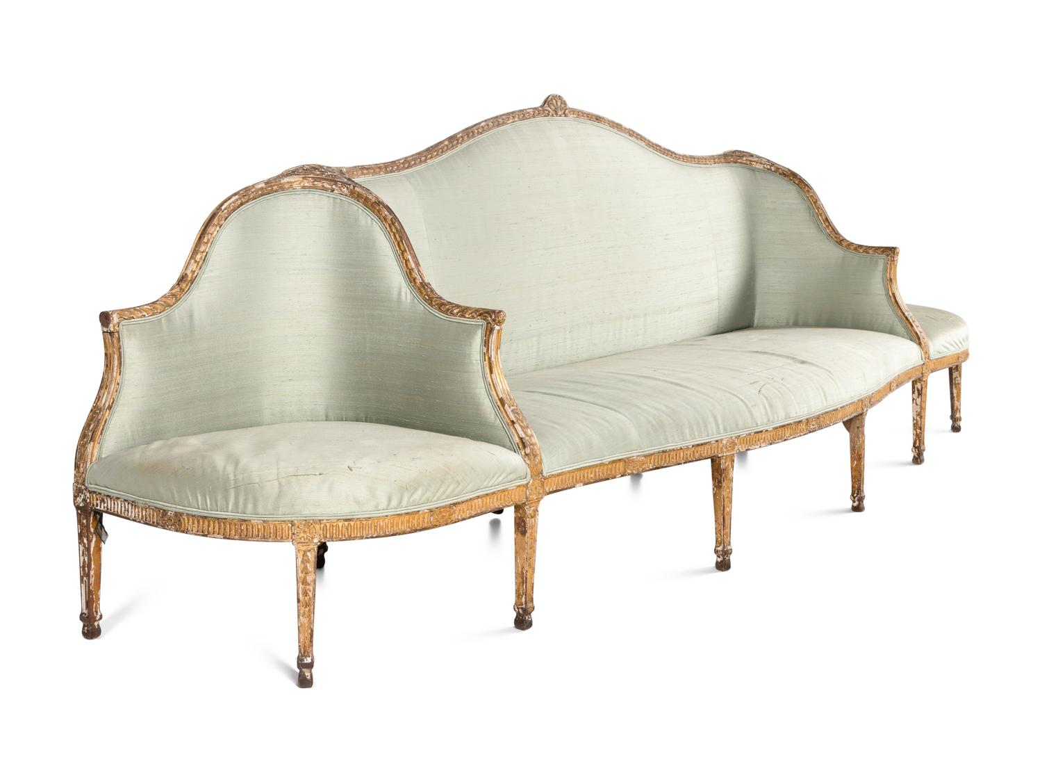 A George III Giltwood Confidante Sofa