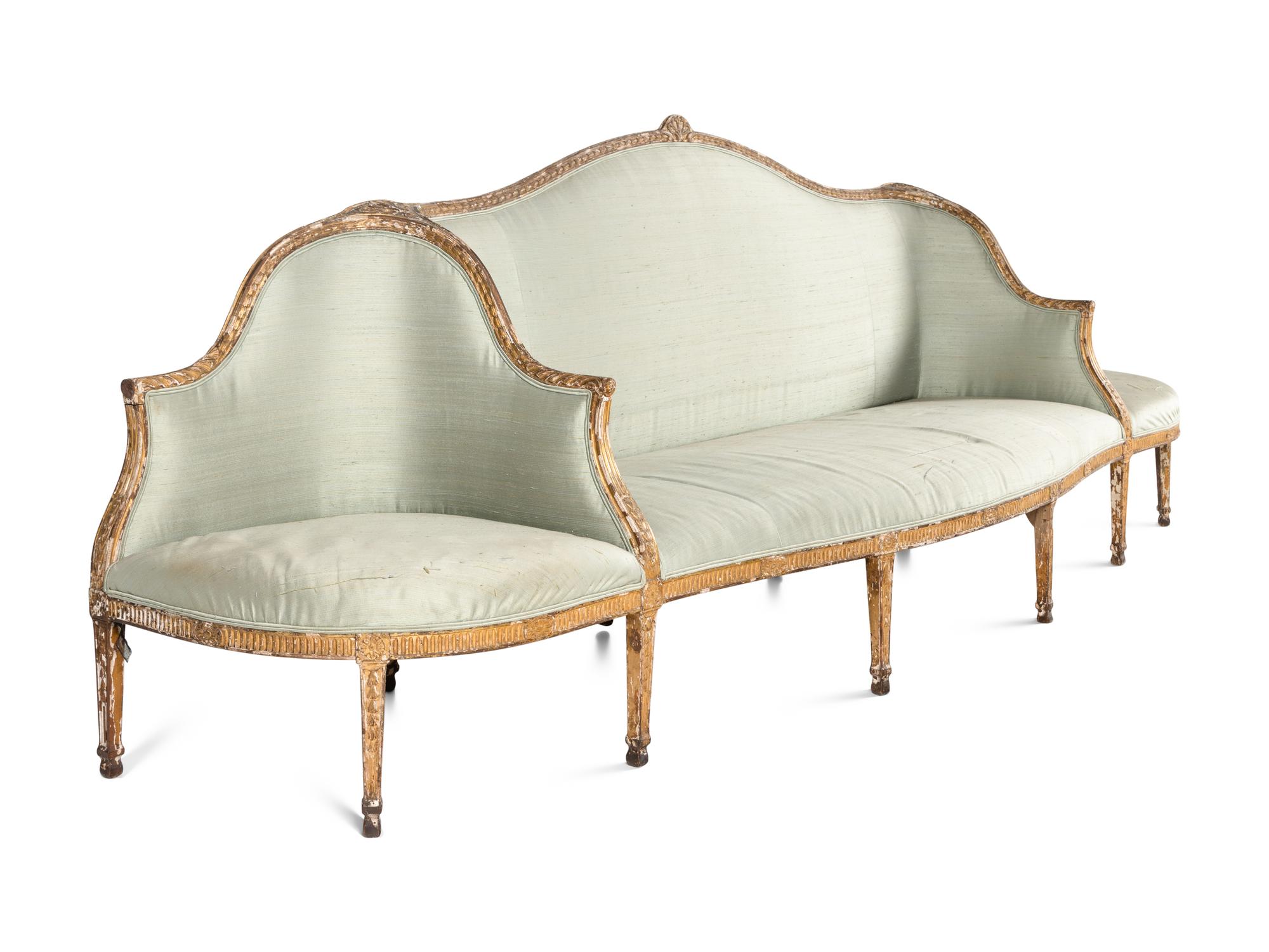 A George III Giltwood Confidante Sofa