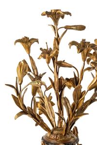 A Pair of Napoleon III Gilt and Patinated Bronze Candelabra