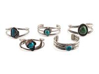 Navajo Silver and Turquoise Cuff Bracelets