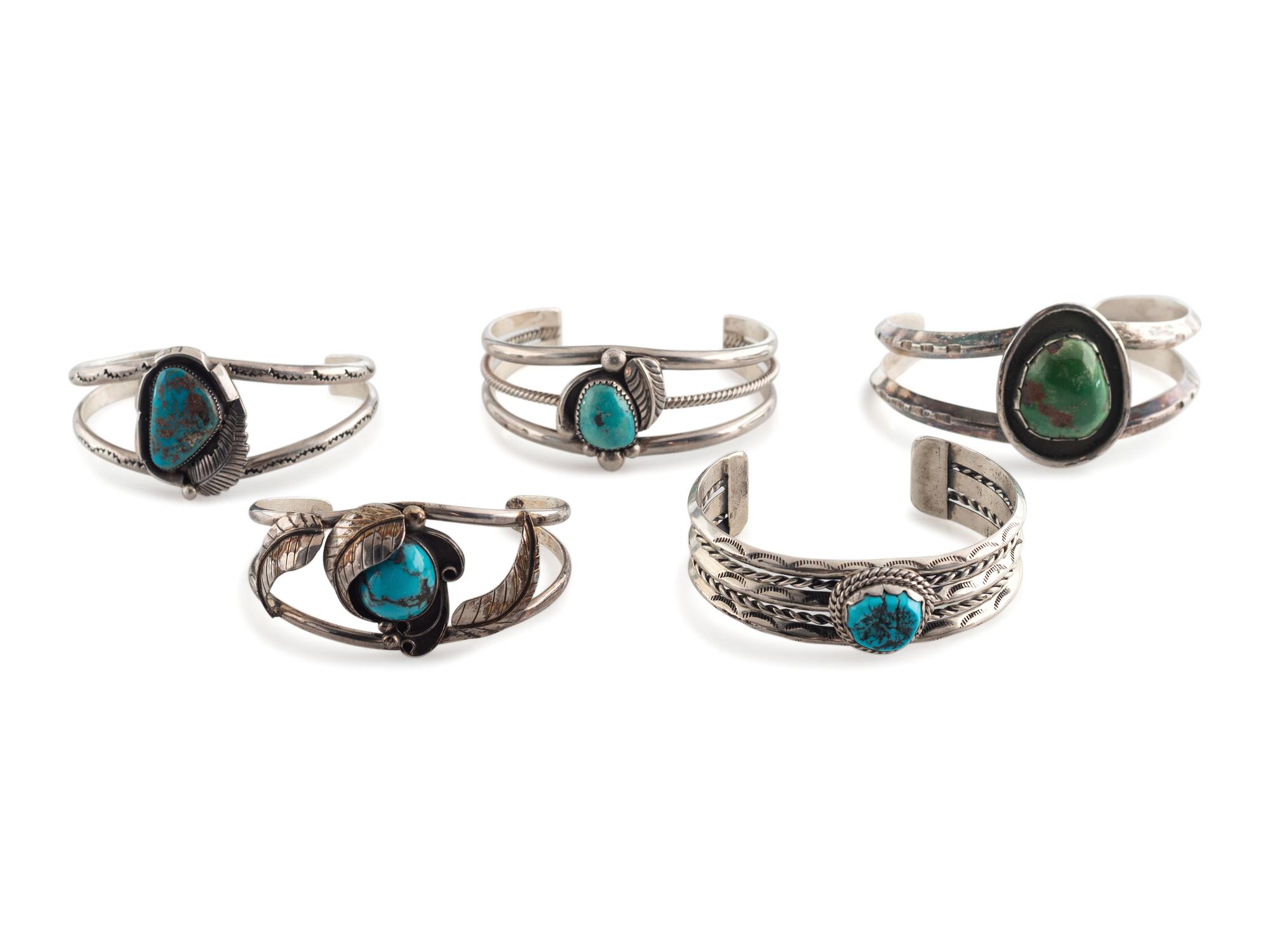 Navajo Silver and Turquoise Cuff Bracelets