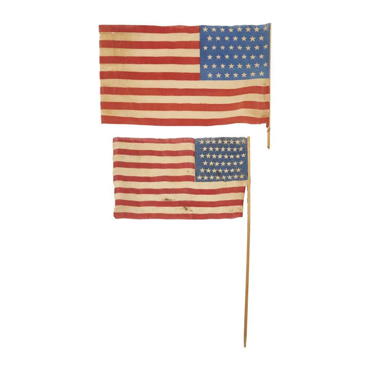 Group of seven 42-Star American Parade flags and two 45-Star American Parade Flags 1877-1908