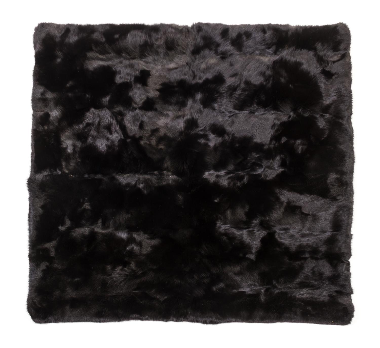 A Fox Fur Throw and a Pair of Fox Fur Pillows Throw 5 feet 8 inches x 5 feet 8 inches. — RALPH LAUREN