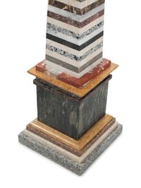 A Pair of Monumental Grand Tour Style Marble-Inlaid Obelisks