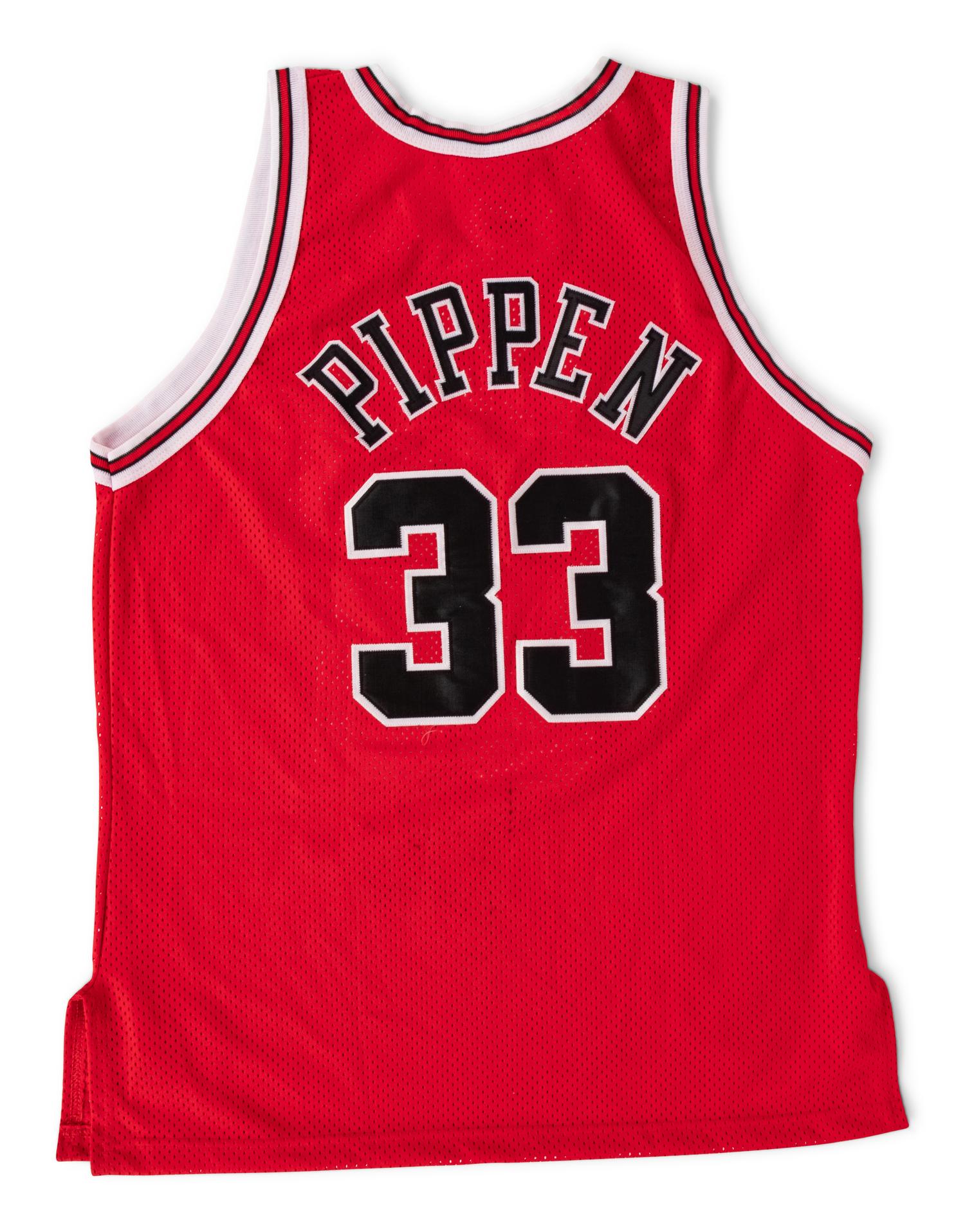 A Scottie Pippen Signed Autograph Chicago Bulls Champion NBA 50 Basketball Jersey (Beckett Authentication Services BAS Certified),