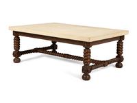 A Jacobean Style Low Table with Later Limestone Top