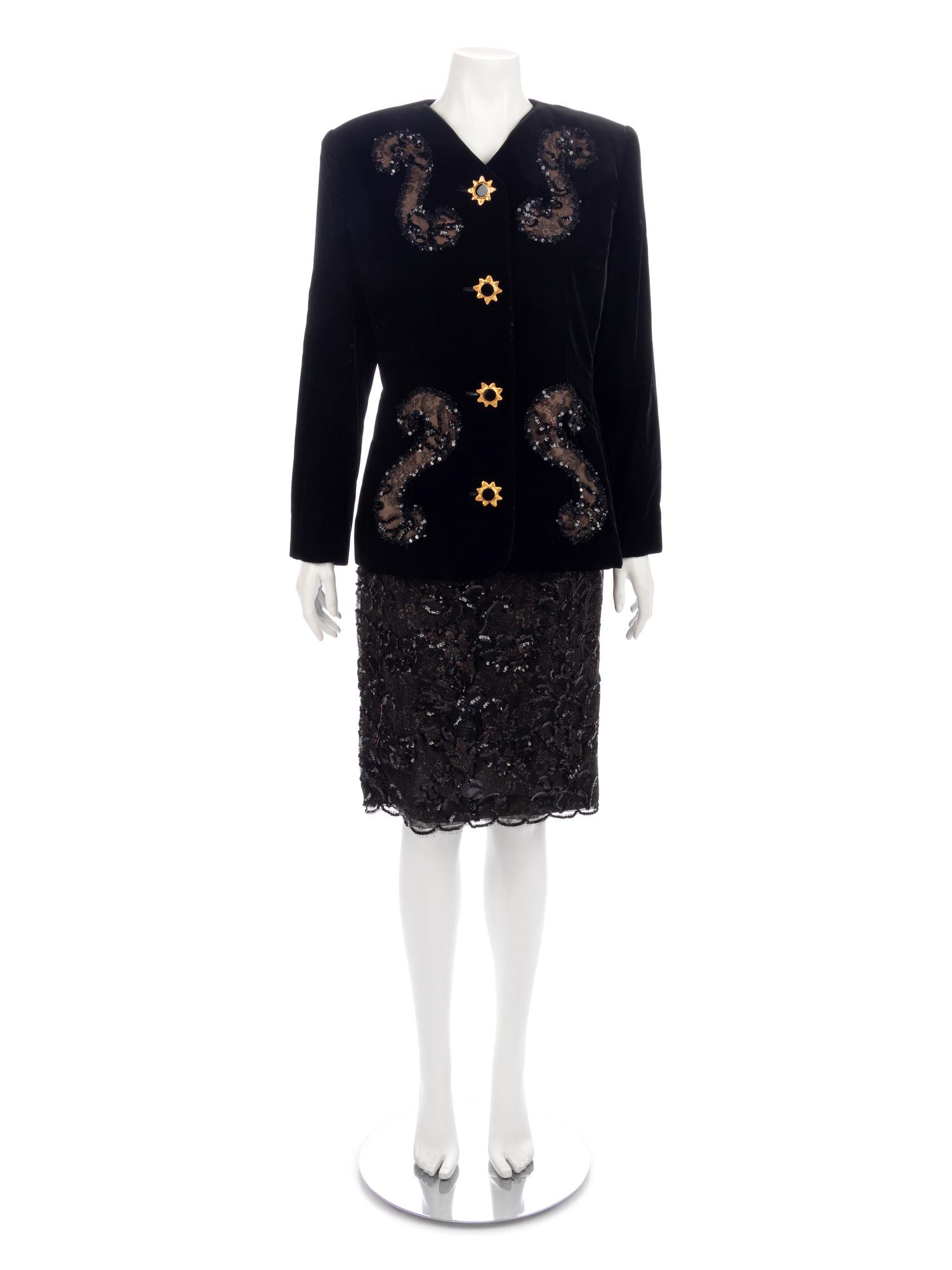 Two Givenchy Velvet Evening Ensembles, 1980-2000s