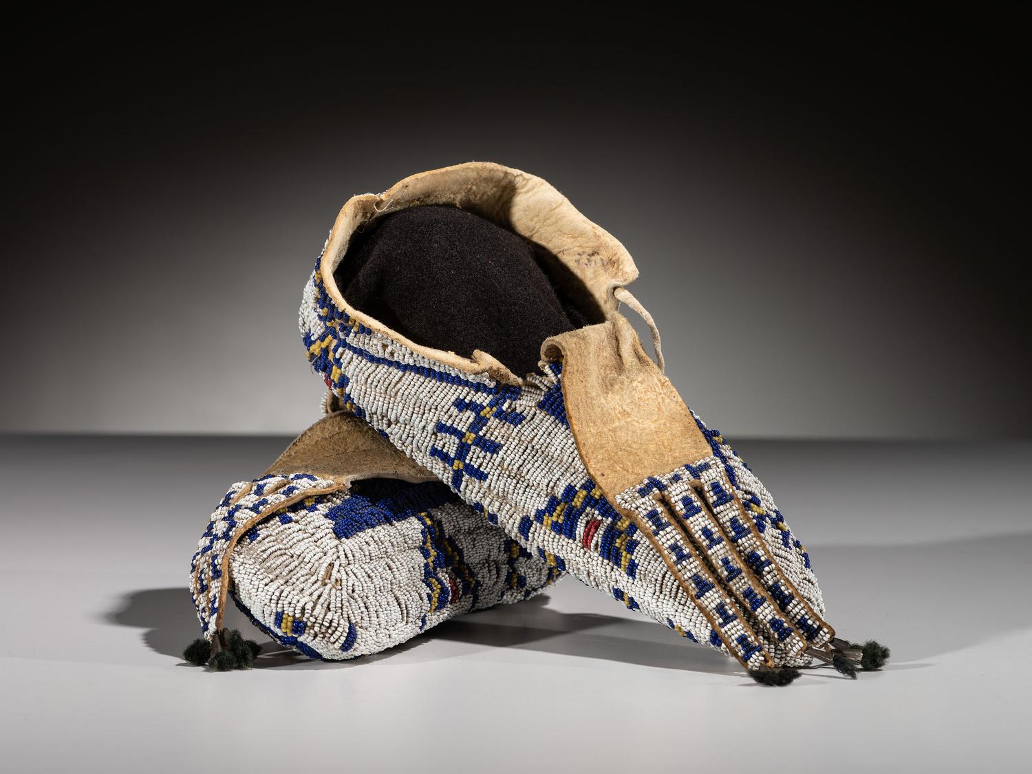 Sioux Fully Beaded Hide Moccasins