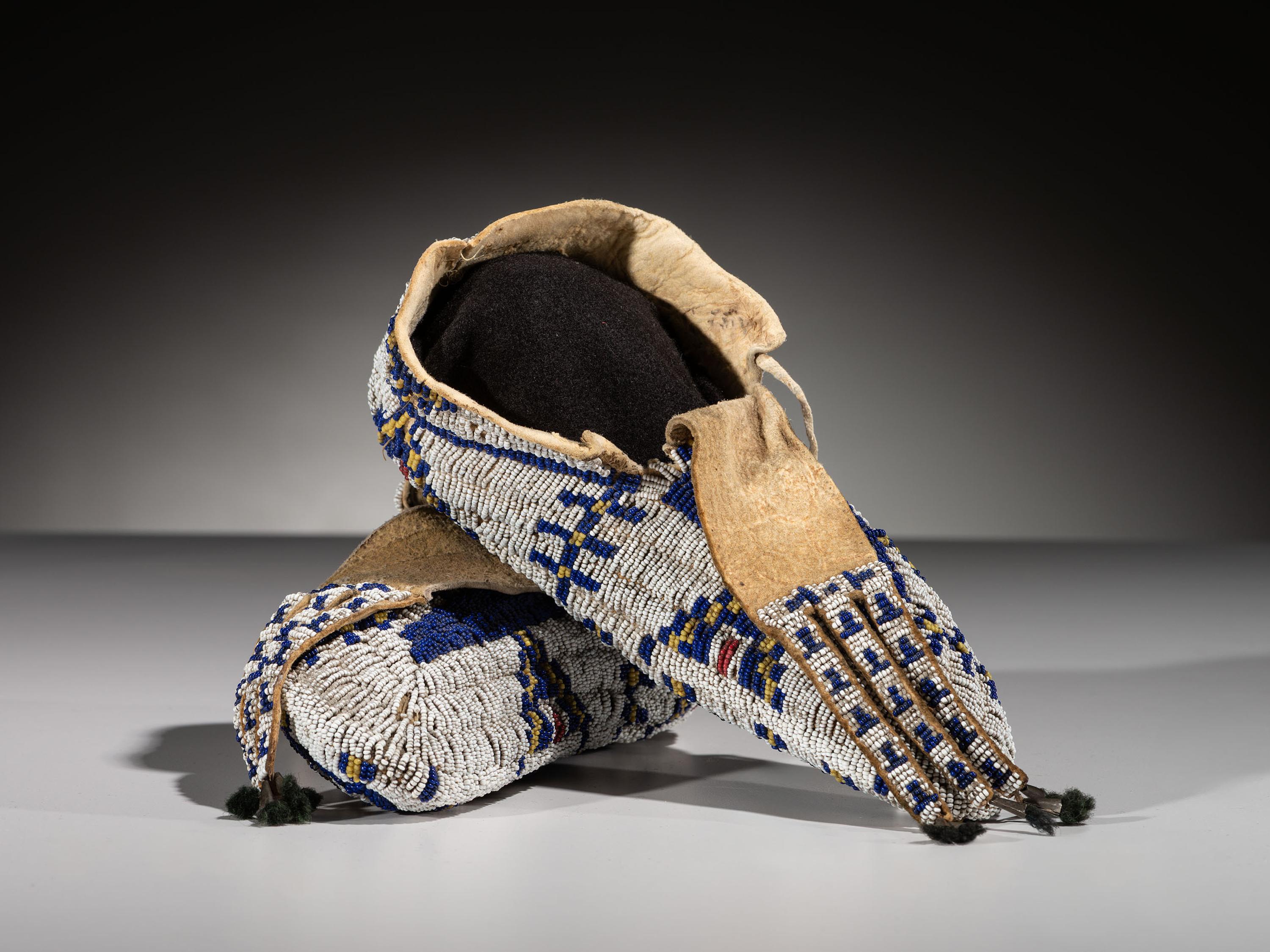 Sioux Fully Beaded Hide Moccasins
