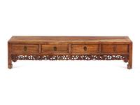 A Chinese Carved Wood Low Cabinet