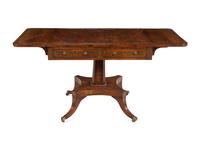 A Regency Brass Inlaid Rosewood Pedestal Sofa Table