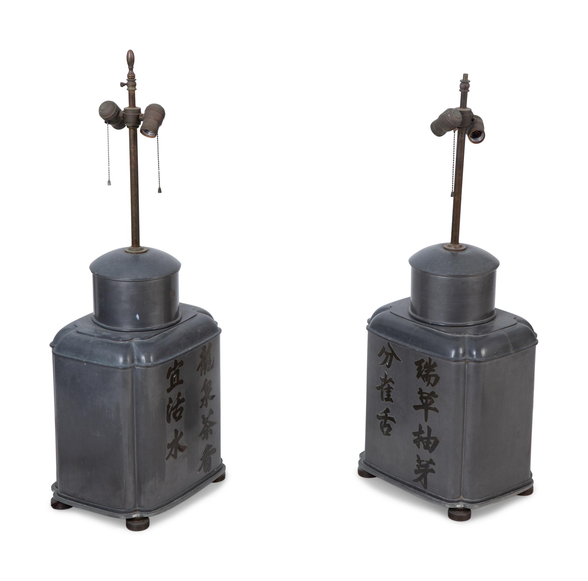 A Pair of Chinese Pewter Tea Canisters — 19TH/20TH CENTURY