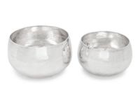 Two Silvered-Metal Hammered Vases