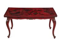 A Queen Anne Style Red-Painted Chinoiserie Low Table