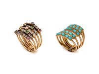 TWO MULTIGEM HAREM RINGS