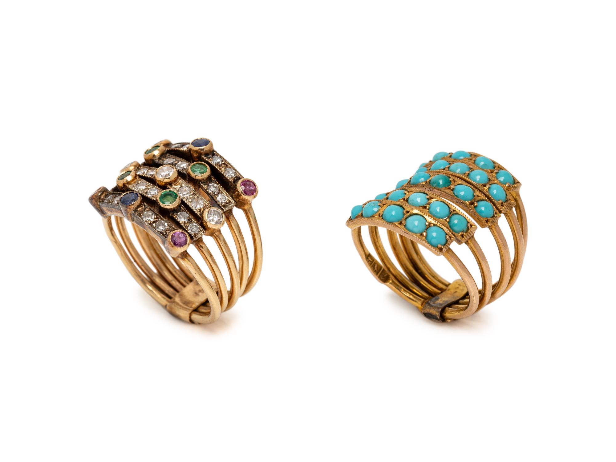 TWO MULTIGEM HAREM RINGS