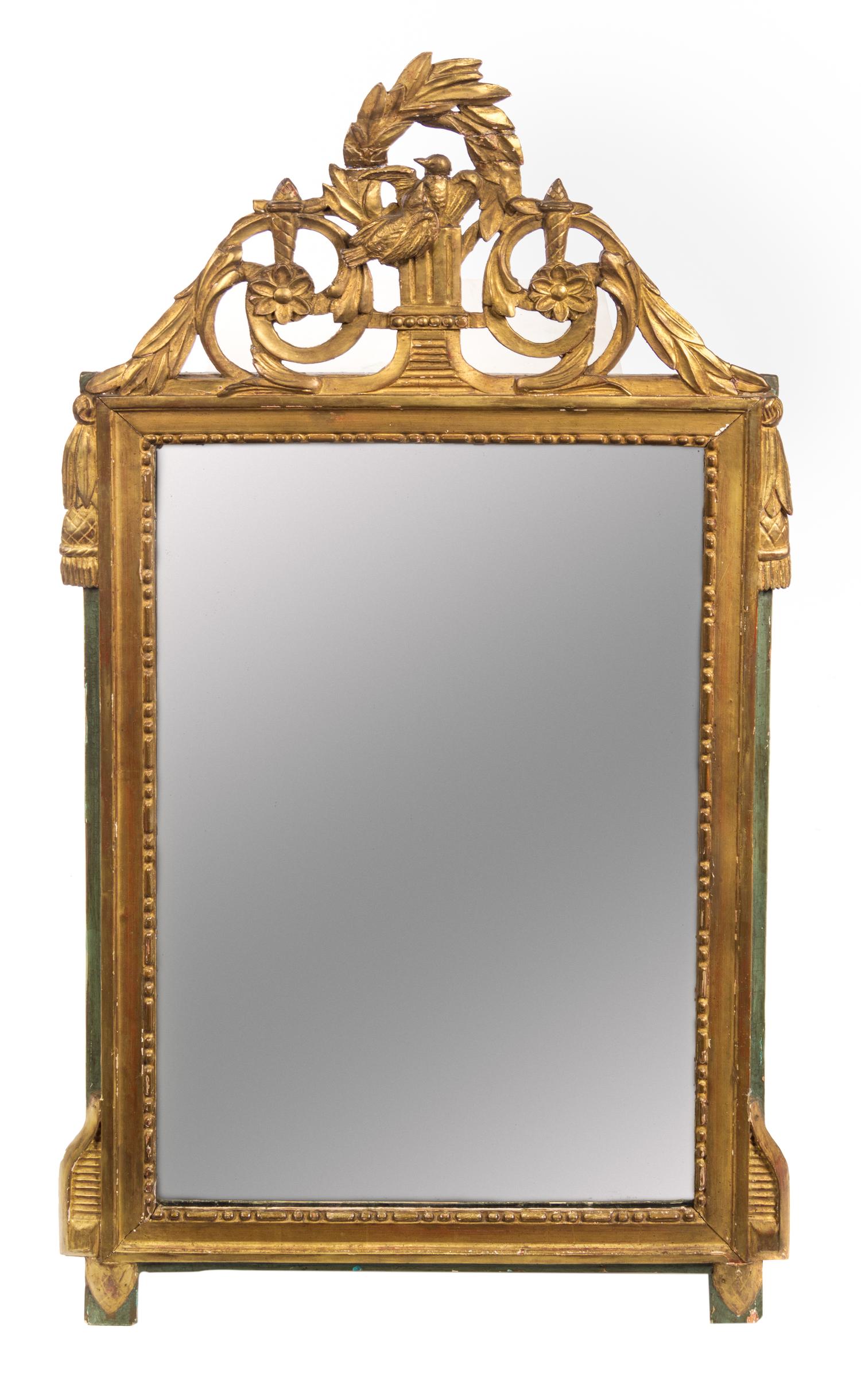 A Louis XVI Giltwood Mirror Height 44 x width 24 inches. — 18TH CENTURY