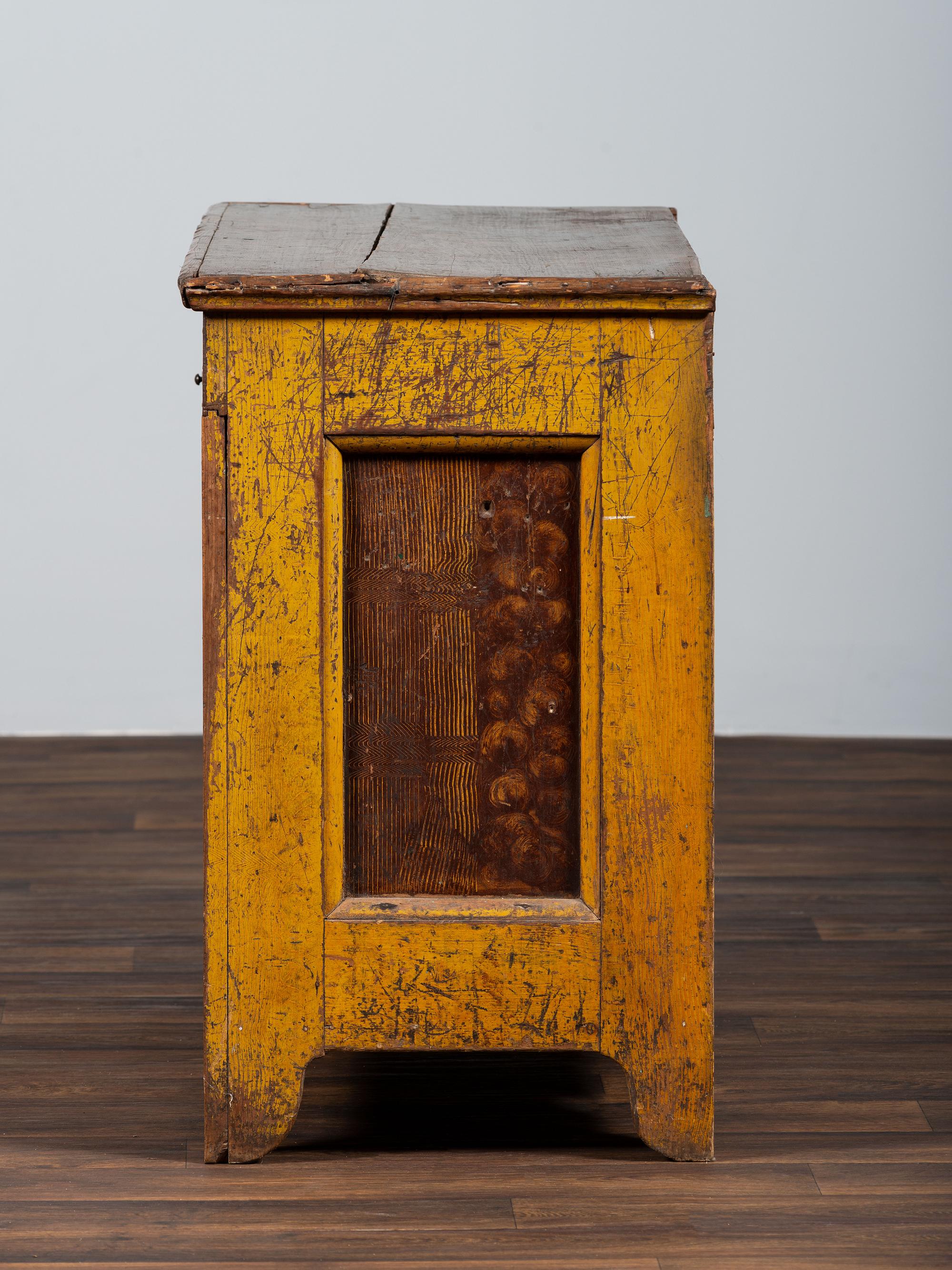 A Country Chrome and Grain Paint Decorated Dry Sink
