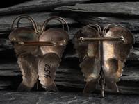 Large Navajo Heavily Stamped Silver Butterfly Pins/Brooches