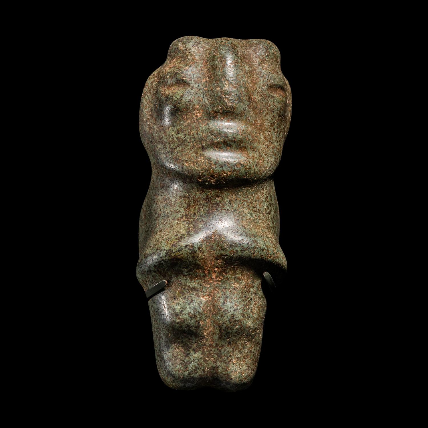 A Mezcala Dark Gray Stone Standing Figure