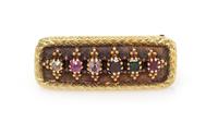 A Victorian Yellow Gold and Multigem Acrostic 'Regard' Hair Locket Brooch, 3.90 dwts.