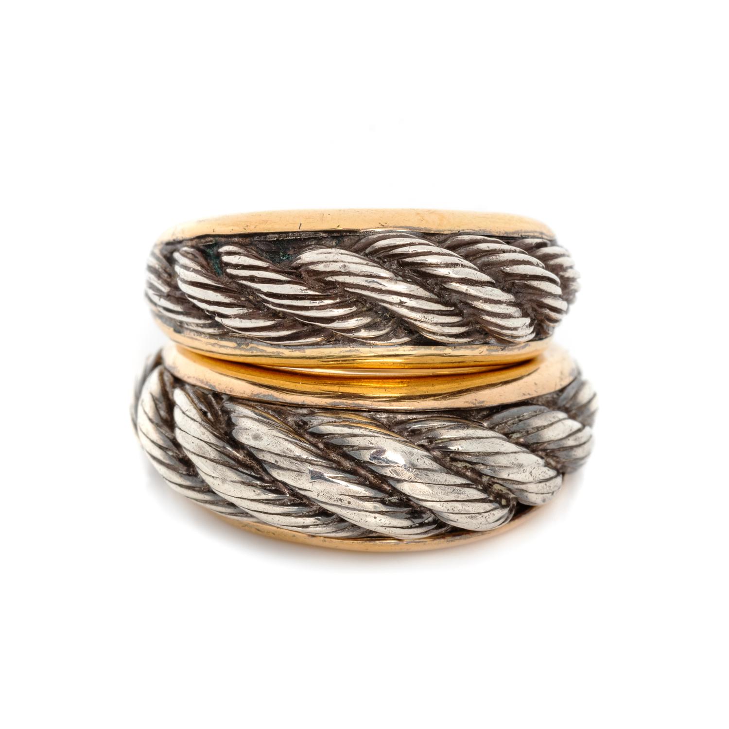 VAN CLEEF & ARPELS, PAIR OF YELLOW GOLD AND SILVER RINGS