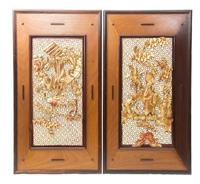 A Pair of Chinese Parcel-Gilt and Lacquered Recticulated Panels Height 36 1/2 x width 17 inches. — 20TH CENTURY