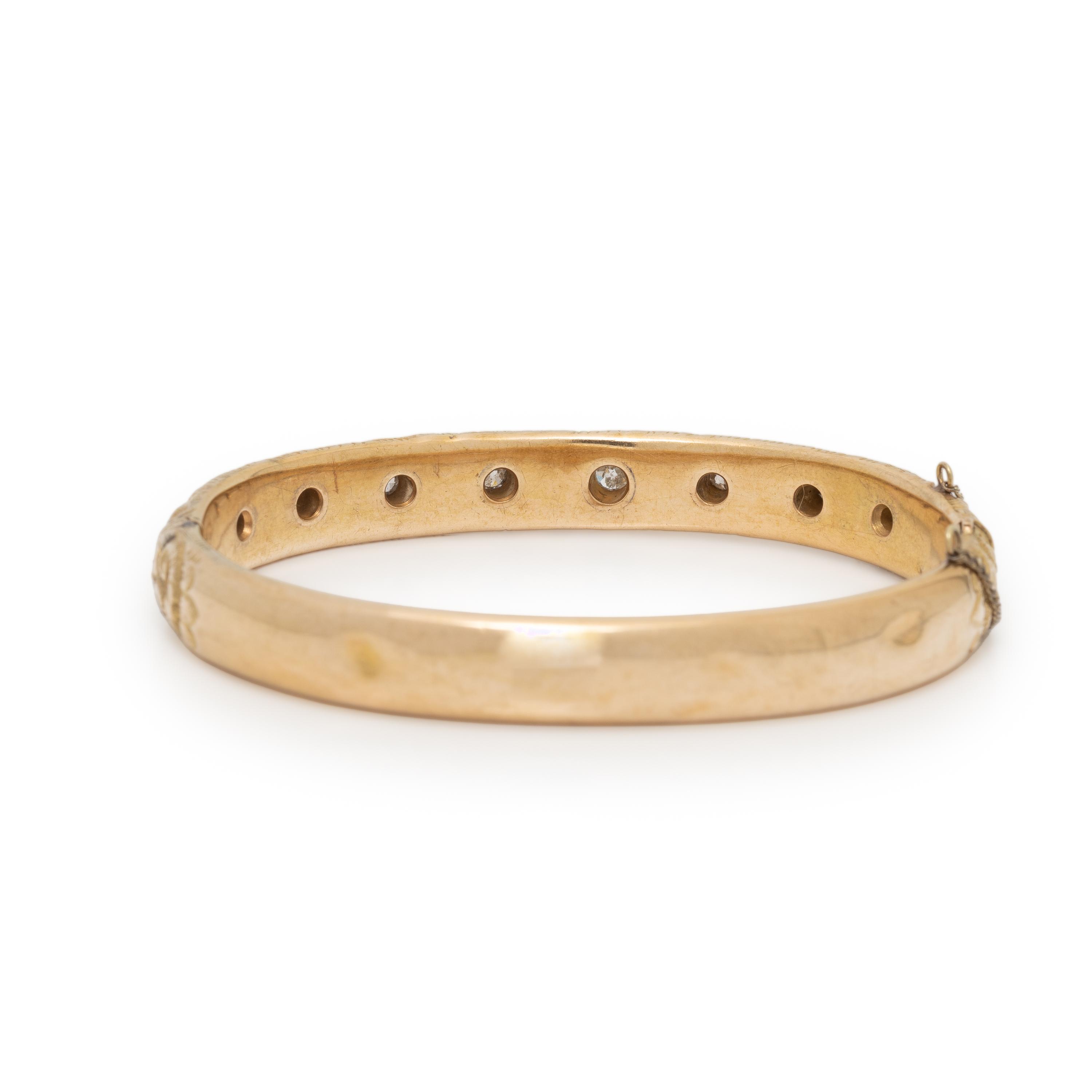 Diamond and Yellow Gold Bangle Bracelet