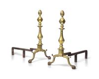 A Pair of Chippendale Brass Andirons