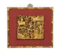 Seven Pierce Carved Giltwood Panels Height of tallest 28 1/2 x width 12 x depth 3 1/2 inches.