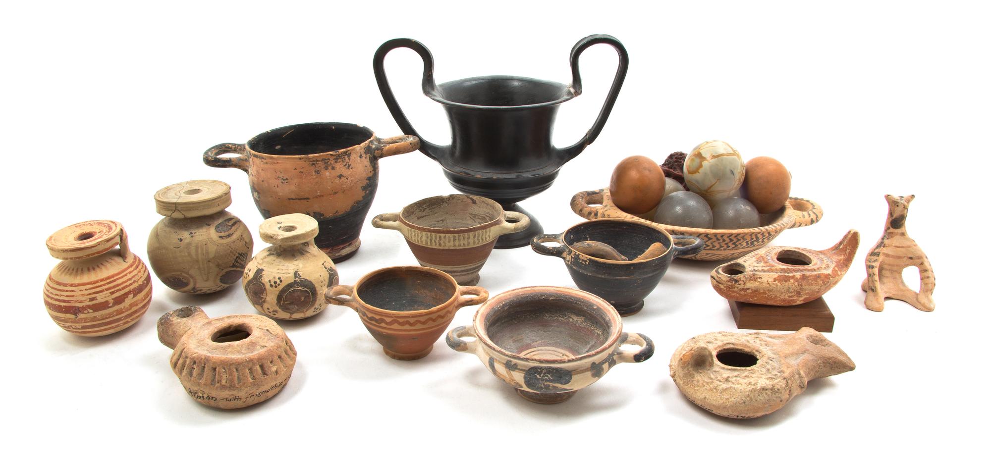 A Collection of Antiquity Terracotta Articles, Height of tallest 5 7/8 inches.