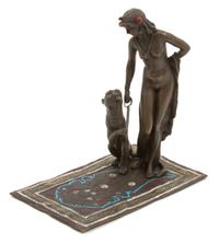 Nam Greb (Franz Bergmann), (Austrian, 1861-1936), Nude Woman and Cheetah on Rug